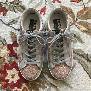 golden goose rose gold glitter